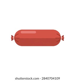 Single whole red sausage flat vector illustration isolated on white background for deli design