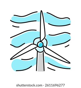 single wind turbine color icon vector. single wind turbine sign. isolated symbol illustration