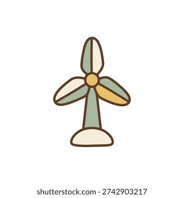 Single wind turbine flat illustration representing renewable energy and sustainable power.