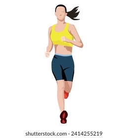 Single woman running in front view Vector illustration