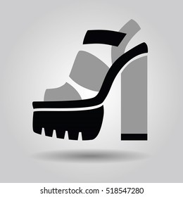 Single women platform high heel shoe with solid heels icon on gray gradient background
