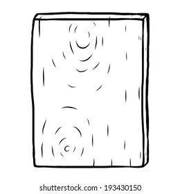 single wood plank / cartoon vector and illustration, black and white, hand drawn, sketch style, isolated on white background.
