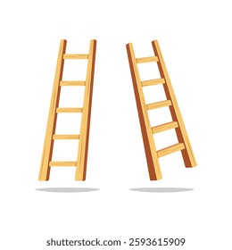 Single wooden ladder vector isolated on white background.
