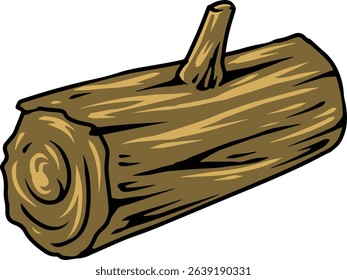 Single Wooden Log Simple Illustration