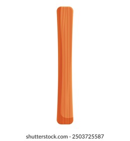 Single wooden stick standing upright on white background, in cartoon style