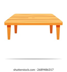 Single wooden table vector isolated illustration