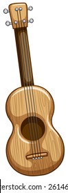 Single wooden ukulele with strings on
