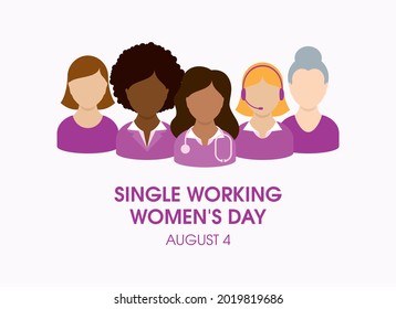 Single Working Women's Day vector. Professional female occupation icon set vector. Working women face avatar collection. August 4, Important day