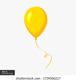 Single yellow balloon isolated on the white background