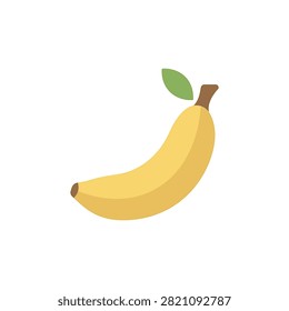 Single yellow banana with leaf