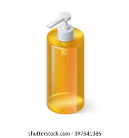 Single Yellow Bottle of Shampoo in Isometric Style
