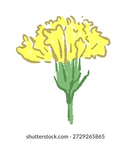Einzel Gelbe Nelke Blume Kopf Vektor