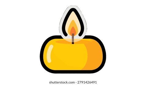 A single yellow cartoon candle burning with a small flame