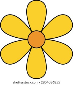 Single Yellow Daisy Bloom Head Isolated on Simple White Background Minimalist Style With Clean Lines and Bright Colors