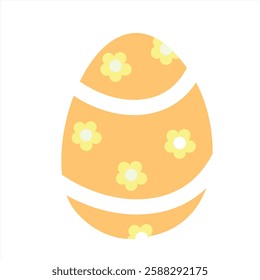 A single yellow Easter egg with a floral pattern on a white background. Ideal for festive decorations, greeting cards, and digital designs.	
