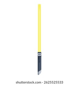 Único sabre de luz amarelo brilhante em um fundo branco