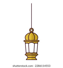 lámpara colgante amarilla única para decoración y adorno en la celebración del evento ramadan y eid