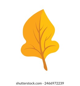 A single yellow leaf resting on a plain white background.
