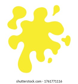 Single yellow paint blot. Splash on a white background.