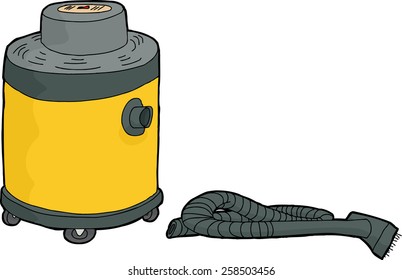 Single Yellow Shop Vac With Disconnected Hose