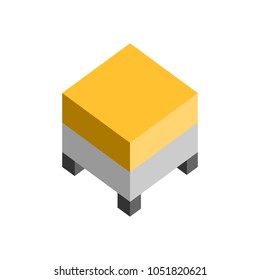 Single Yellow Small Seat Sofa 3D Isometric Furniture Illustration