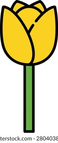 Single Yellow Tulip Flower With Clean Outlines Isolated on a Minimal White Background for Spring Floral Decor