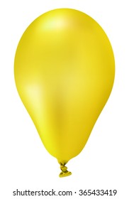 Single Yellow Vector Balloon - Isolated on White Background - Birthday Party, Carnival Decoration