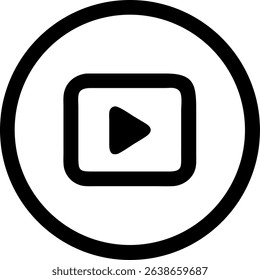 Single YouTube icon design with a circle outline frame, suitable for social media applications.