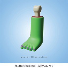 single zombie foot in 3d vector illustrator