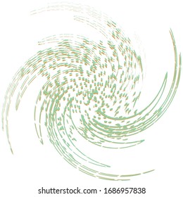 Single-colored, monochrome twirl, swirl. Shape with rotation, spin, spiral distortion. Helix, volute and twine design element