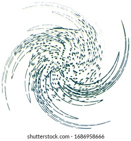 Single-colored, monochrome twirl, swirl. Shape with rotation, spin, spiral distortion. Helix, volute and twine design element