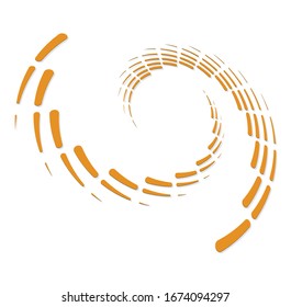 Single-colored,monochrome twirl, swirl. Shape with rotation, spin, spiral distortion. Helix, volute and twine design element