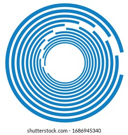 Single-colored,monochrome twirl, swirl. Shape with rotation, spin, spiral distortion. Helix, volute and twine design element