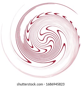 Single-colored,monochrome twirl, swirl. Shape with rotation, spin, spiral distortion. Helix, volute and twine design element