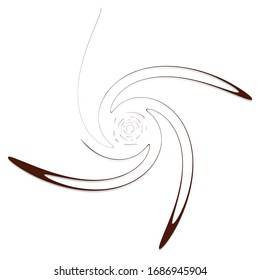 Single-colored,monochrome twirl, swirl. Shape with rotation, spin, spiral distortion. Helix, volute and twine design element