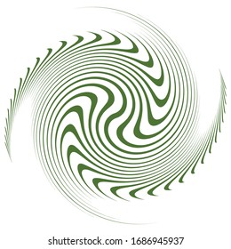 Single-colored,monochrome twirl, swirl. Shape with rotation, spin, spiral distortion. Helix, volute and twine design element