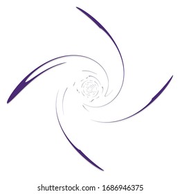 Single-colored,monochrome twirl, swirl. Shape with rotation, spin, spiral distortion. Helix, volute and twine design element