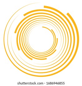 Single-colored,monochrome twirl, swirl. Shape with rotation, spin, spiral distortion. Helix, volute and twine design element