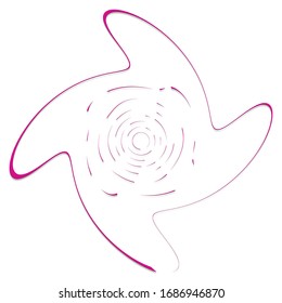 Single-colored,monochrome twirl, swirl. Shape with rotation, spin, spiral distortion. Helix, volute and twine design element