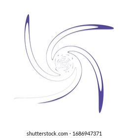 Single-colored,monochrome twirl, swirl. Shape with rotation, spin, spiral distortion. Helix, volute and twine design element
