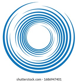 Single-colored,monochrome twirl, swirl. Shape with rotation, spin, spiral distortion. Helix, volute and twine design element