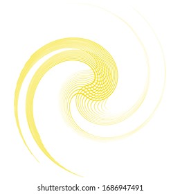 Single-colored,monochrome twirl, swirl. Shape with rotation, spin, spiral distortion. Helix, volute and twine design element