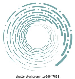 Single-colored,monochrome twirl, swirl. Shape with rotation, spin, spiral distortion. Helix, volute and twine design element