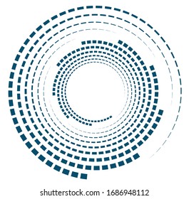 Single-colored,monochrome twirl, swirl. Shape with rotation, spin, spiral distortion. Helix, volute and twine design element