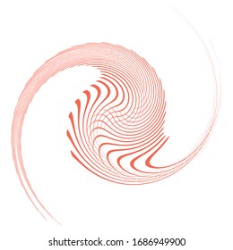 Single-colored,monochrome twirl, swirl. Shape with rotation, spin, spiral distortion. Helix, volute and twine design element