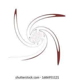 Single-colored,monochrome twirl, swirl. Shape with rotation, spin, spiral distortion. Helix, volute and twine design element