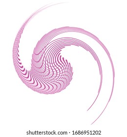 Single-colored,monochrome twirl, swirl. Shape with rotation, spin, spiral distortion. Helix, volute and twine design element