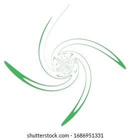 Single-colored,monochrome twirl, swirl. Shape with rotation, spin, spiral distortion. Helix, volute and twine design element