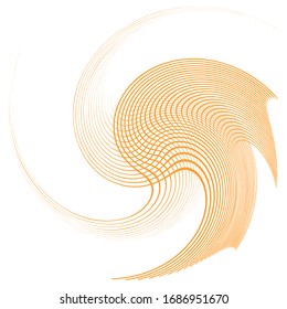 Single-colored,monochrome twirl, swirl. Shape with rotation, spin, spiral distortion. Helix, volute and twine design element