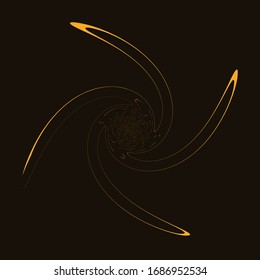 Single-colored,monochrome twirl, swirl. Shape with rotation, spin, spiral distortion. Helix, volute and twine design element